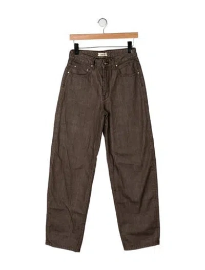 Pre-owned Ossou Mid-rise Straight Leg Jeans In Green