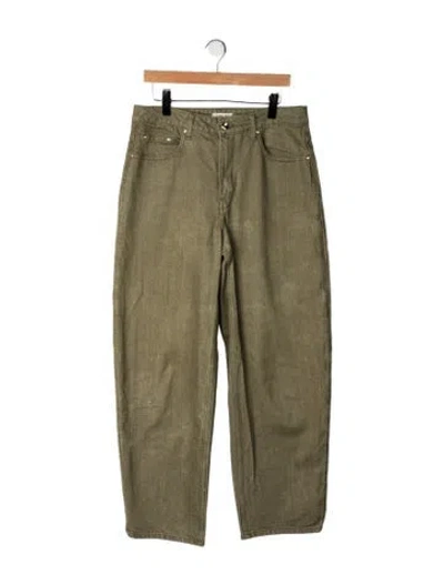Pre-owned Ossou Mid-rise Straight Leg Jeans In Green