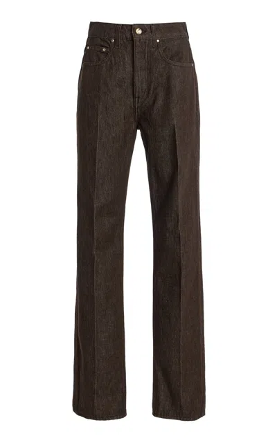 Ossou Noon Rigid Mid-rise Straight-leg Jeans In Brown