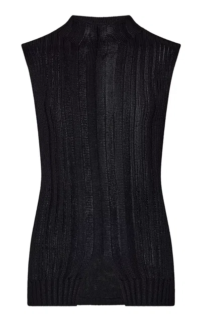 Ossou Nura Mock Neck Top In Black