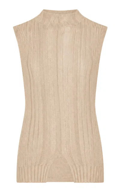 Ossou Nura Mock Neck Top In Neutral