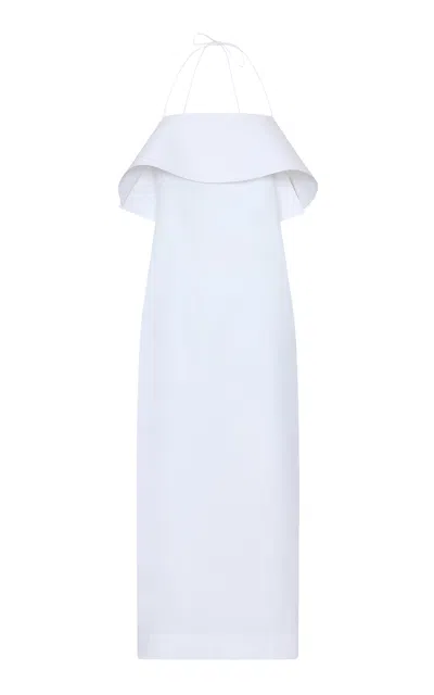 Ossou Quinn Foldover Cotton Midi Dress In White