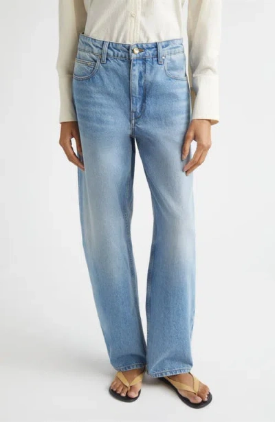 Ossou Rider Low Rise Barrel Leg Jeans In Blue