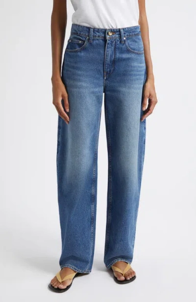 Ossou Rider Low Rise Barrel Leg Jeans In Blue