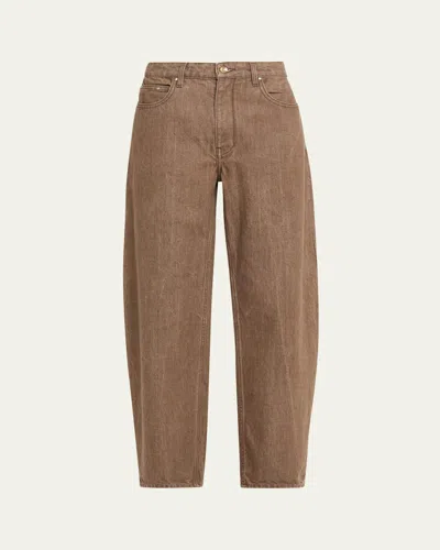 Ossou Rider Low-rise Relaxed Ankle Jeans In Loam Wash