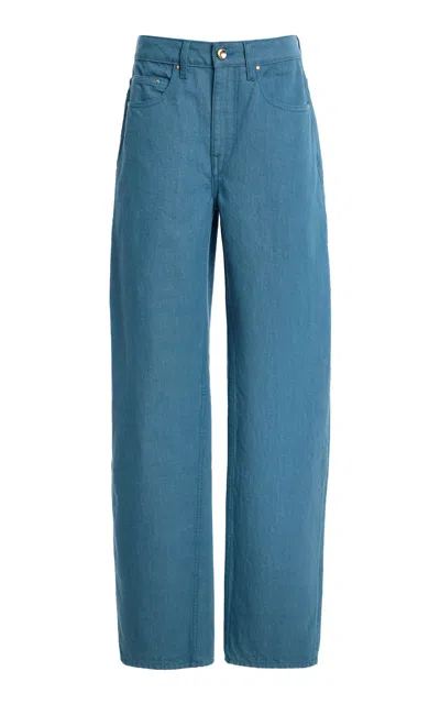Ossou Rider Rigid Mid-rise Wide-leg Jeans In Medium Wash