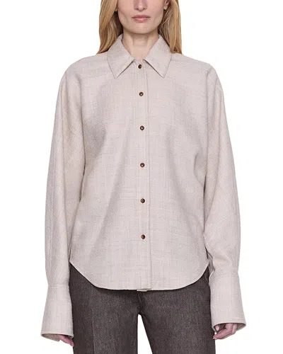 Ossou Ridge Button Front Wool Shirt In Rye
