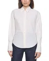 Ossou Ridge Cotton Button Front Shirt In White