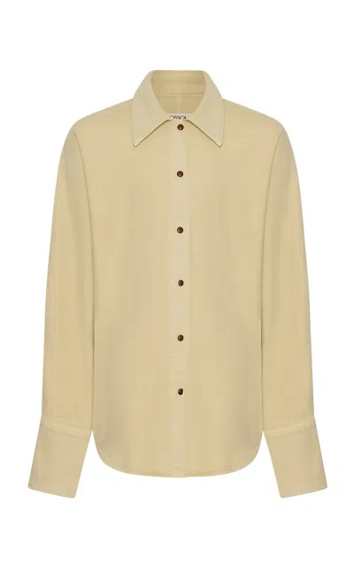 Ossou Ridge Cotton Button-up Shirt In Yellow