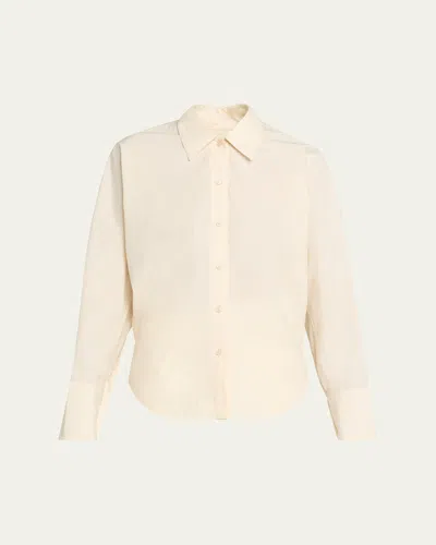 Ossou Ridge Long-sleeve Cotton Poplin Shirt In Brown