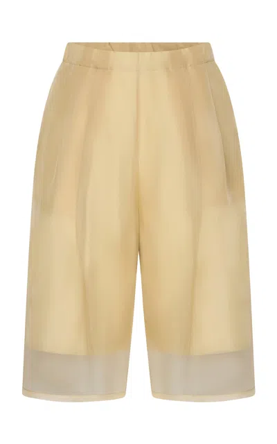 Ossou Rumi Layered Silk-cotton Shorts In Neutral