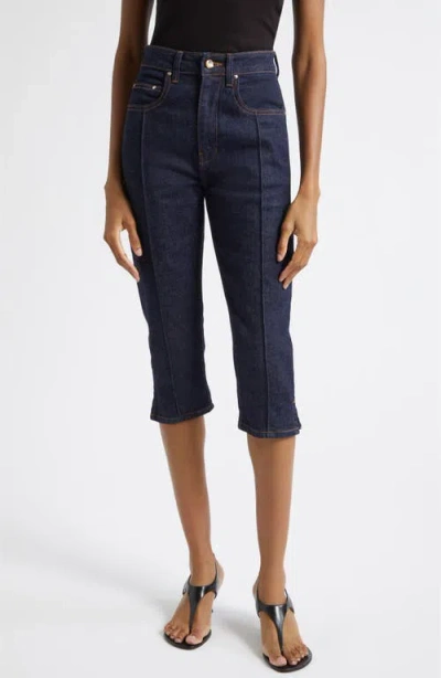 Ossou Russet High Waist Crop Jeans In Blue