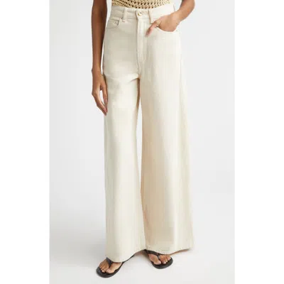 Ossou Slick High Waist Wide Leg Jeans In White