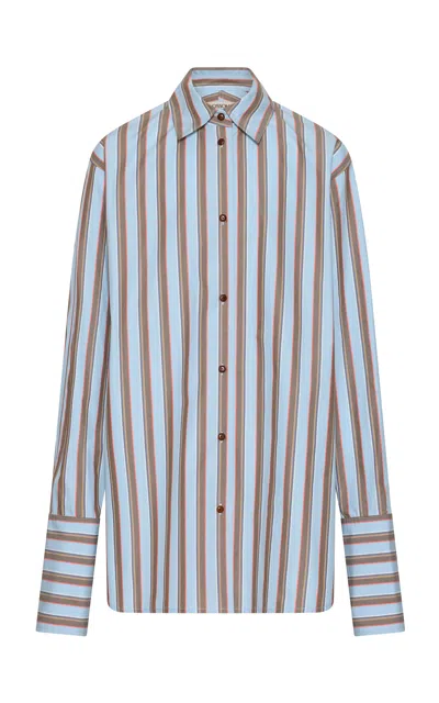 Ossou Soren Cotton Button-up Shirt In Blue