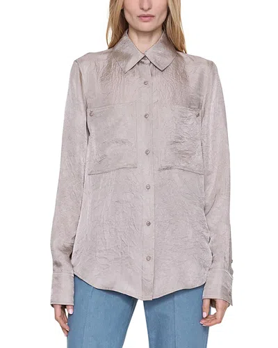 Ossou Spade Flannel Patch Pocket Top In Gray