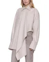 Ossou Tess Drape Front Wool Shirt In Neutral