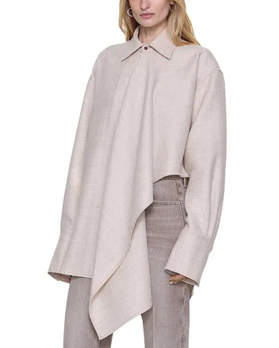 Ossou Tess Drape Front Wool Shirt In Rye