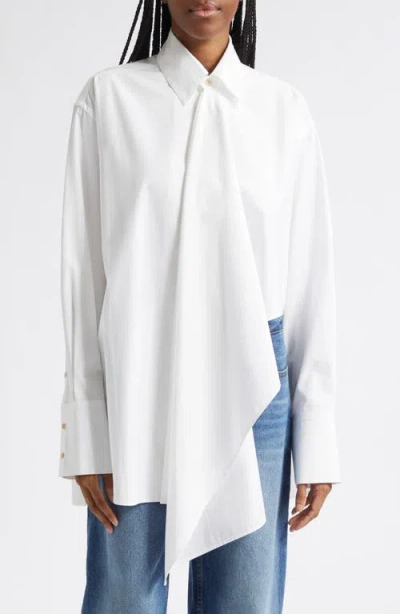 Ossou Tess Relaxed Fit Cascade Front Button-up Shirt In White