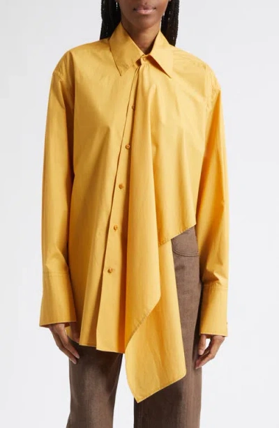 Ossou Tess Relaxed Fit Cascade Front Button-up Shirt In Yellow