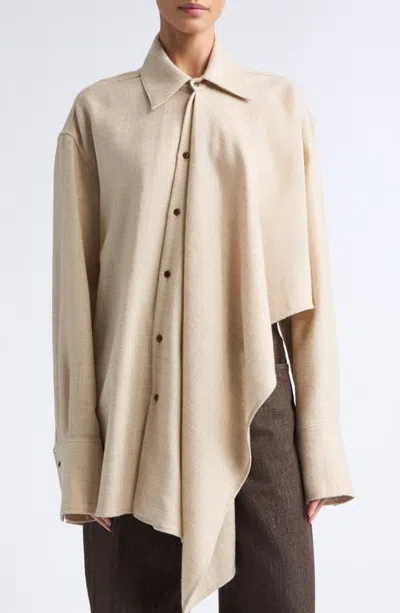 Ossou Tess Wool Asymmetric Shirt In White