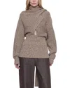 Ossou Wright Draped Scarf Sweater In Brown