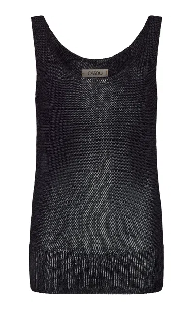 Ossou Zahara Scoop-neck Knit Tank Top In Black