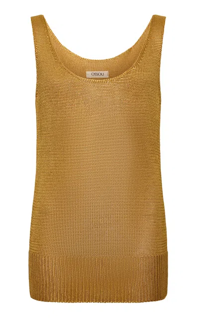 Ossou Zahara Scoop-neck Knit Tank Top In Gold