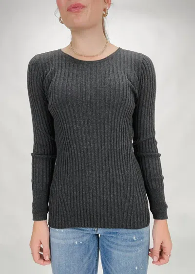 Ost Katie Rib Crew Neck In Coal In Grey