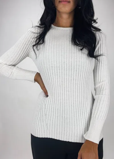 Ost Rib Crew Neck Top In Ivory In White