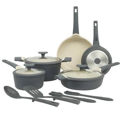 Oster 12 Piece Cast Aluminum Ceramic Nonstick Cookware Set In Grey