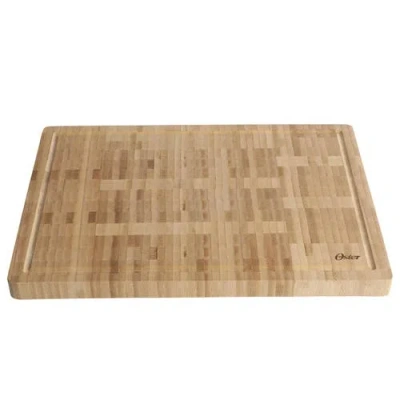 Oster 16.5 X 11.8" Rectangular End Grain Wood Cutting Board In Brown