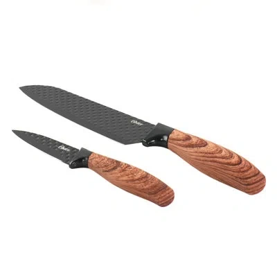 Oster 2 Piece Black Stainless Steel Cutlery Set In Brown