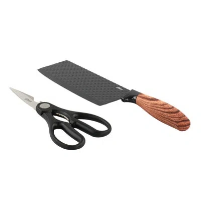 Oster 2 Piece Black Stainless Steel Cutlery Set In Brown