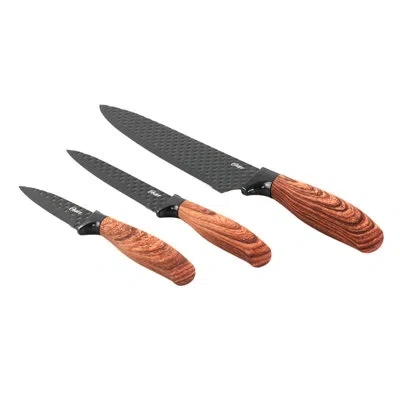 Oster 3 Piece Black Stainless Steel Cutlery Set In Brown