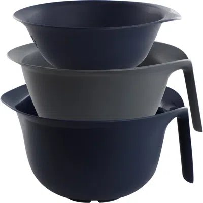 Oster 3 Piece Nestable Plastic Colander And 3 Quart Bowl Set In Blue