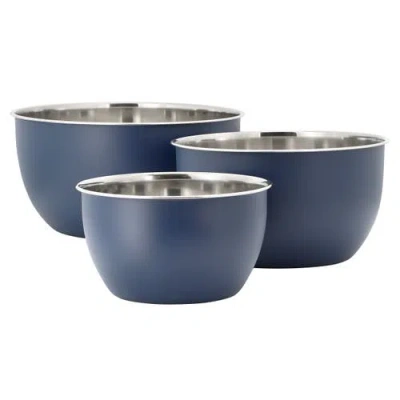 Oster 3 Piece Stainless Steel All Purpose Mixing Bowl Set In Blue