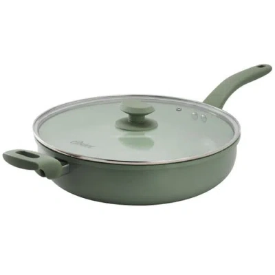 Oster 5 Quart Ceramic Nonstick Saute Pan With Lid In Green