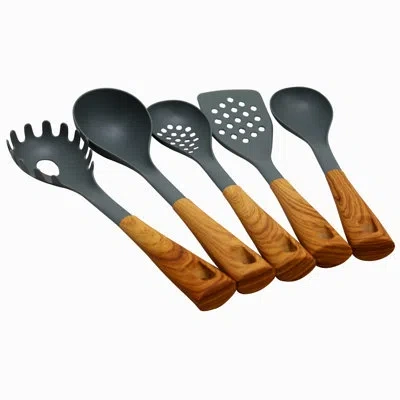 Oster 5-piece Everwood Kitchen Utensil Set In Black;brown