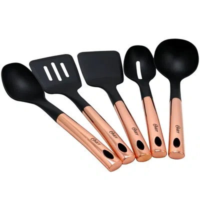 Oster 5-piece Kitchen Bliss Utensil Set In Black,rose Gold