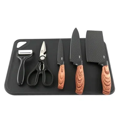 Oster 6 Piece Black Stainless Steel Cutlery Set In Brown