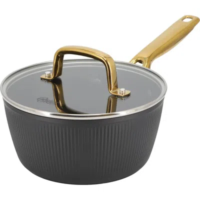 Oster Abbottsford 2.5 Quart Nonstick Aluminum Saucepan With Glass Lid In Black
