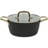 Oster Abbottsford 4.4 Quart Nonstick Aluminum Dutch Oven With Glass Lid In Black