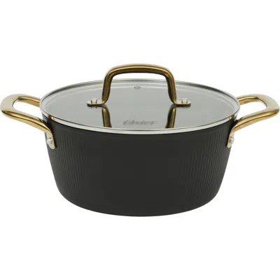Oster Abbottsford 4.4 Quart Nonstick Aluminum Dutch Oven With Glass Lid In Black