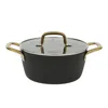 Oster Abbottsford 4.4 Quart Nonstick Aluminum Dutch Oven With Glass Lid In Black In Black