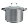 Oster Adenmore 8 Quart Stainless Steel Stock Pot With Tempered Glass Lid In Silver