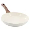 Oster Amberg Choice 9.5 Inch Ceramic Nonstick Forged Aluminum Frying Pan In Off-white In White