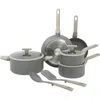 Oster Ambrose 10 Piece Forged Aluminum Ceramic Nonstick Cookware Set In Gray