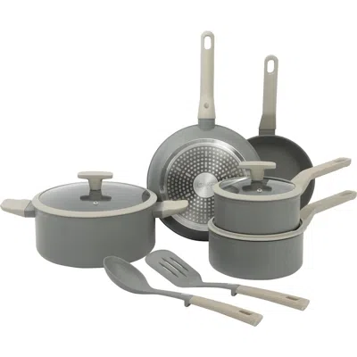 Oster Ambrose 10 Piece Forged Aluminum Ceramic Nonstick Cookware Set In Gray