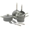 Oster Ambrose 10 Piece Forged Aluminum Ceramic Nonstick Cookware Set In Grey In Gray