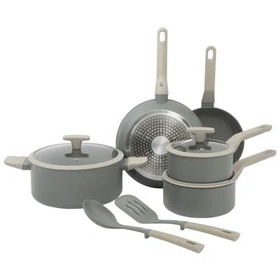 Oster Ambrose 10 Piece Forged Aluminum Premium Pfa Free Ceramic Nonstick Pots And Pans Cookware Set W/ Ind In Gray